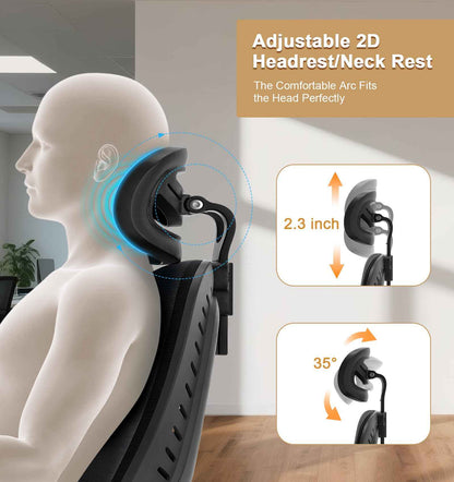 Office Chair, SPRDENG Ergonomic Office Chair with Two-Way Adjustable Lumbar Support & Headrest, High Back S-Shaped Computer Chair with Flip-up Padded Armrests, Swivel Task Chair for Home Office 🍁 All In One Marketplace Canada