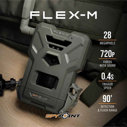 SPYPOINT Flex-M Cellular Trail Camera - Best Value in Hunting Accessories, No WiFi Needed & GPS-Enabled, Hunting Night Vision, IP65 Water-Resistant, 28MP Photos, 720p Videos + Sound (Pack of 1) 🍁 All In One Marketplace Canada