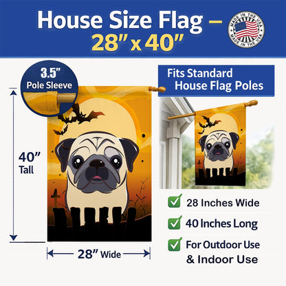 Caroline's Treasures BB1820CHF Halloween Fawn Pug Canvas House Size Flag, Multicolor, Large