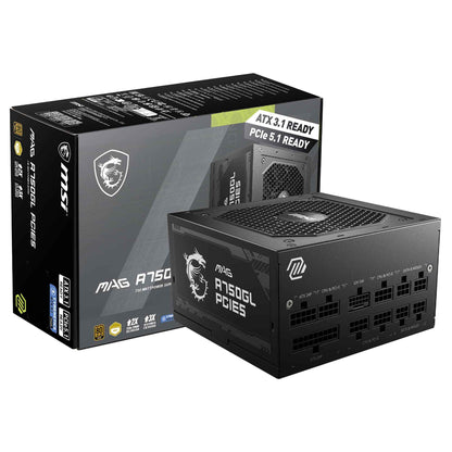 MSI MAG A750GL PCIE5, Fully Modular Compact Gaming 750W Power Supply, 80+ Gold, ATX 3.1 & PCIe 5.1 Ready, Native Dual-Color 12V-2x6 Cable, 10 Year Warranty 🍁 All In One Marketplace Canada