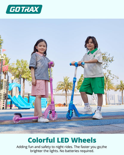 Gotrax K03 Kick Scooter for Kids, 5" LED Lighted Wheels and Adjustable Handlebars, Lightweight Design and Anti-Slip Deck, Max Load 110 Lbs, Kids Scooter for Boys & Girls Ages 3+, Blue 🍁 All In One Marketplace Canada