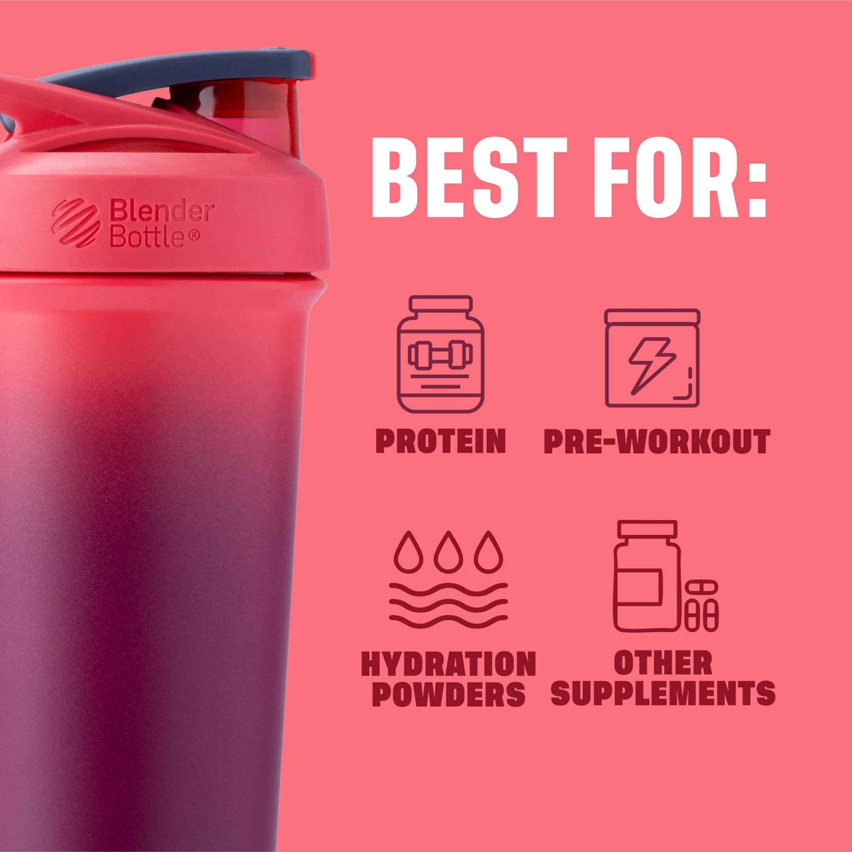 BlenderBottle Strada Sleek Shaker Cup Insulated Stainless Steel Water Bottle with Wire Whisk, 25-Ounce, Sangria Ombre 🍁 All In One Marketplace Canada