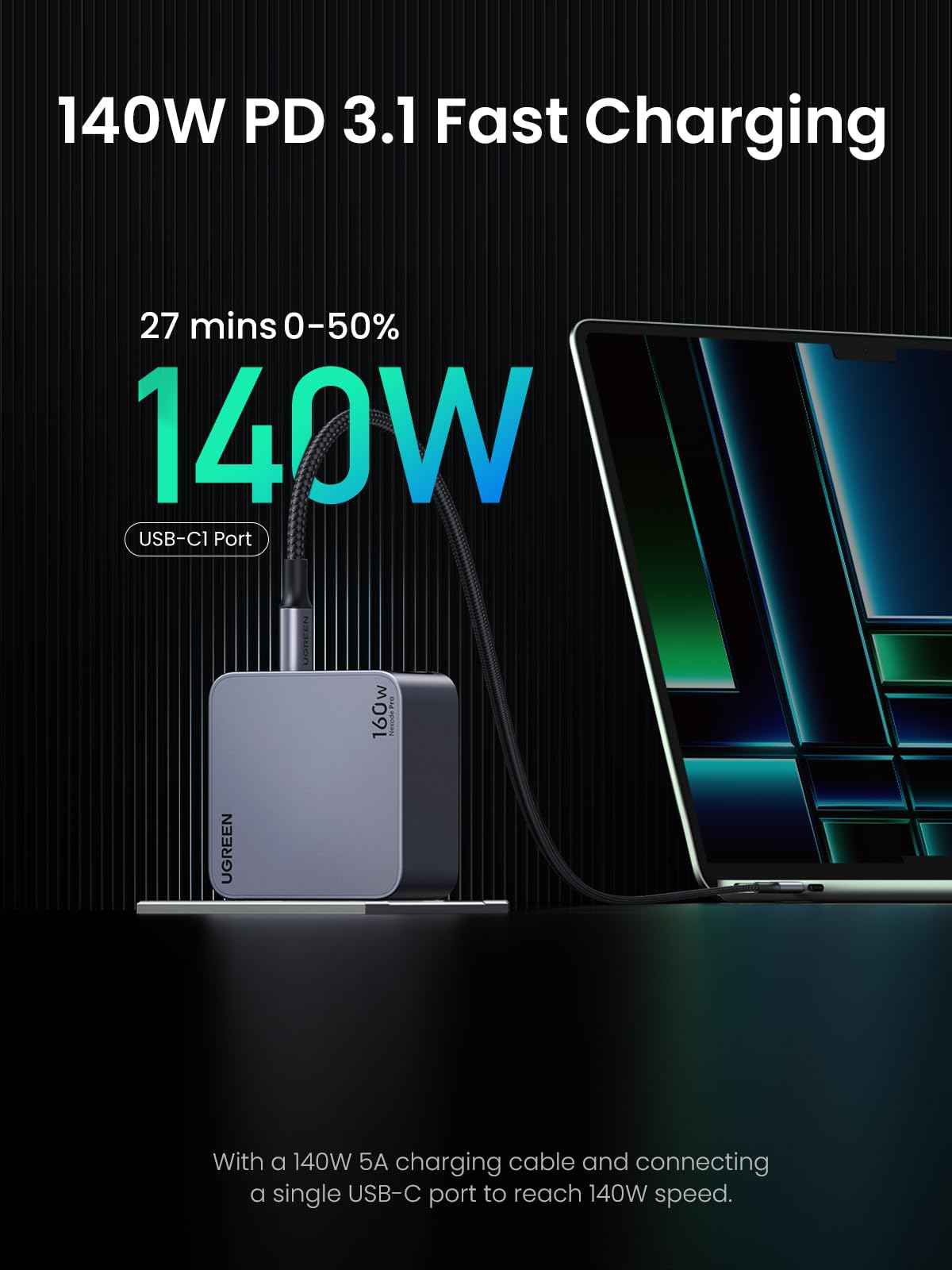 UGREEN Nexode Pro 160W USB C Charger, 4-Port PD3.1 140W GaN Charger Block Compact PPS Fast Charger for MacBook Pro M4, Pixelbook, XPS, iPad, iPhone 17 Pro Max, Galaxy S26 S25, Pixel 10, Steam Deck 🍁 All In One Marketplace Canada