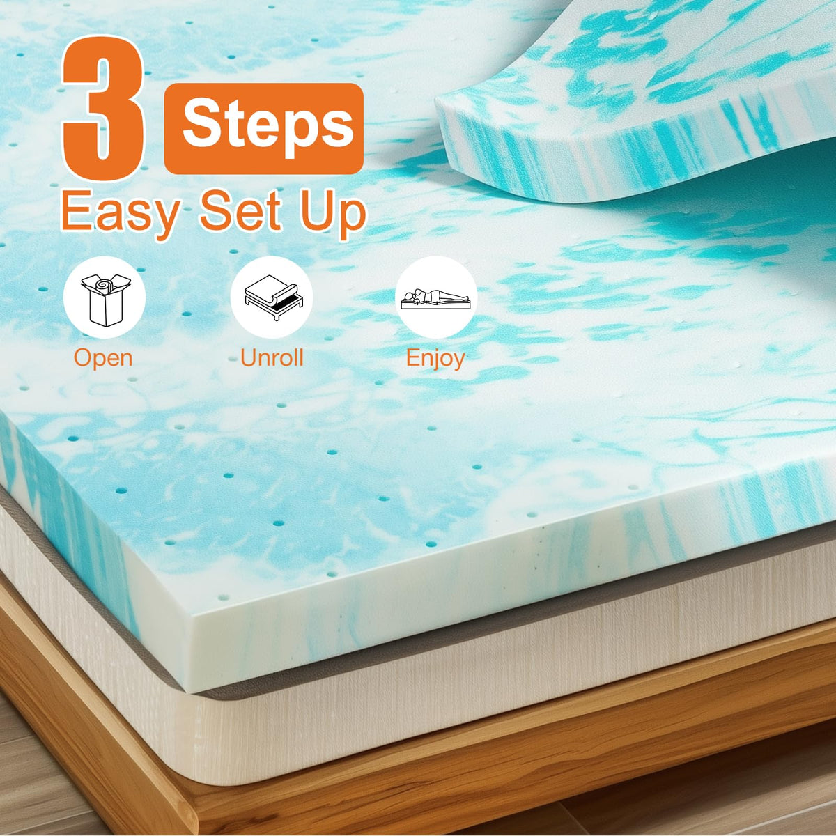 Sweetcrispy 3 Inch Twin XL Memory Foam Mattress Topper, Blue 🍁 All In One Marketplace Canada