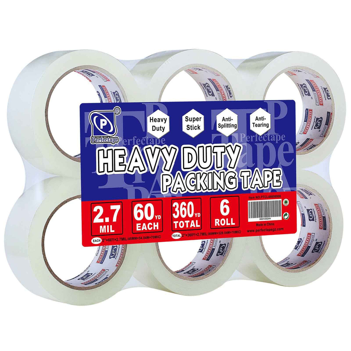 PERFECTAPE Heavy Duty Packing Tape 6 Rolls, Total 360Y, Clear, 2.7 mil, 1.88 inch x 60 Yards, Ultra Strong, Refill for Packaging and Shipping 🍁 All In One Marketplace Canada