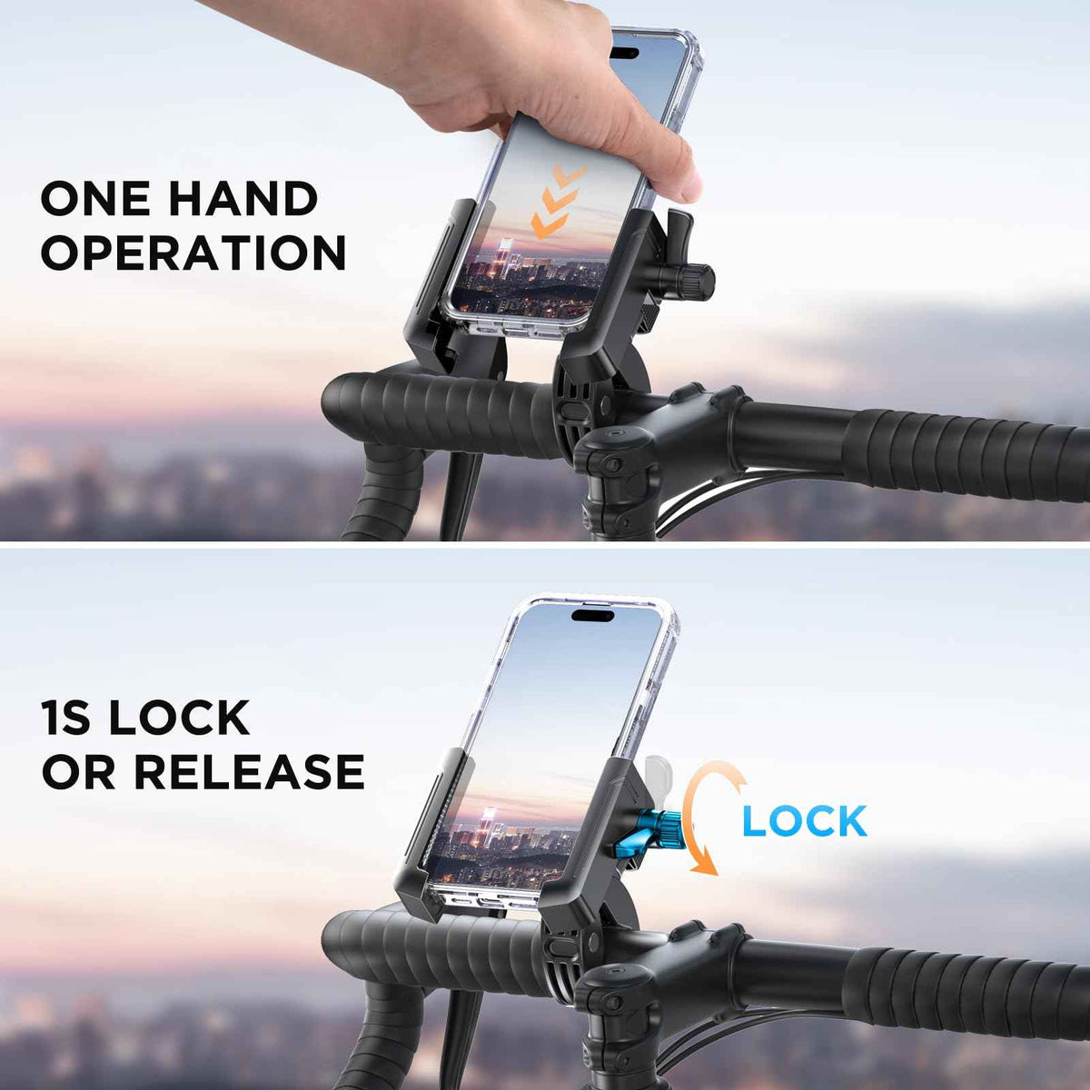 Miracase Bike Motorcycle Phone Holder, [1s Quick Lock] Bicycle Phone Mount Handlebar Cell Phone Clamp for Scooter, Compatible with iPhone Samsung Google 🍁 All In One Marketplace Canada