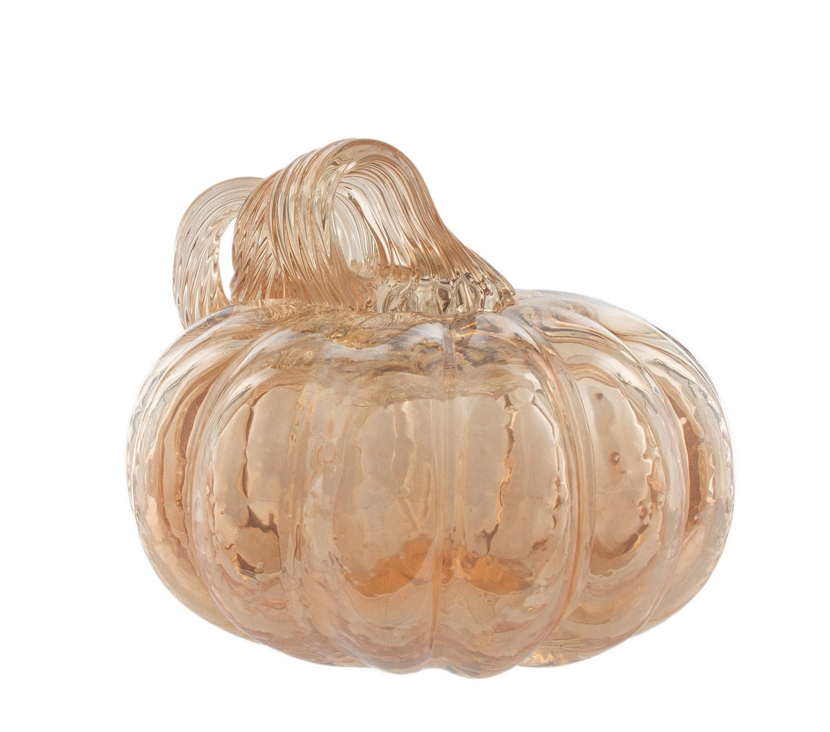 Boston International Handblown Art Glass Pumpkin Thanksgiving Halloween Decorations for Home, Small, Apple Cider