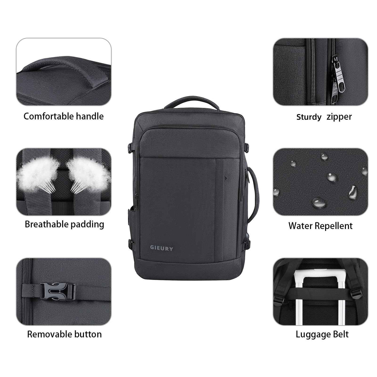 Carry On Backpack, 50L Travel Backpack, Luggage Backpack TSA Flight Approved Laptop Backpack for Men & Women, Large Expandable Backpack 40L Daypack Lightweight Business Weekender Bag, Black 🍁 All In One Marketplace Canada
