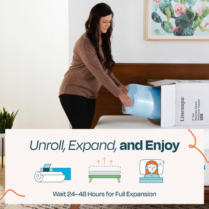Linenspa 2 Inch Memory Foam Mattress Topper, Gel Infused Twin XL Mattress Topper, CertiPUR-US Certified 🍁 All In One Marketplace Canada