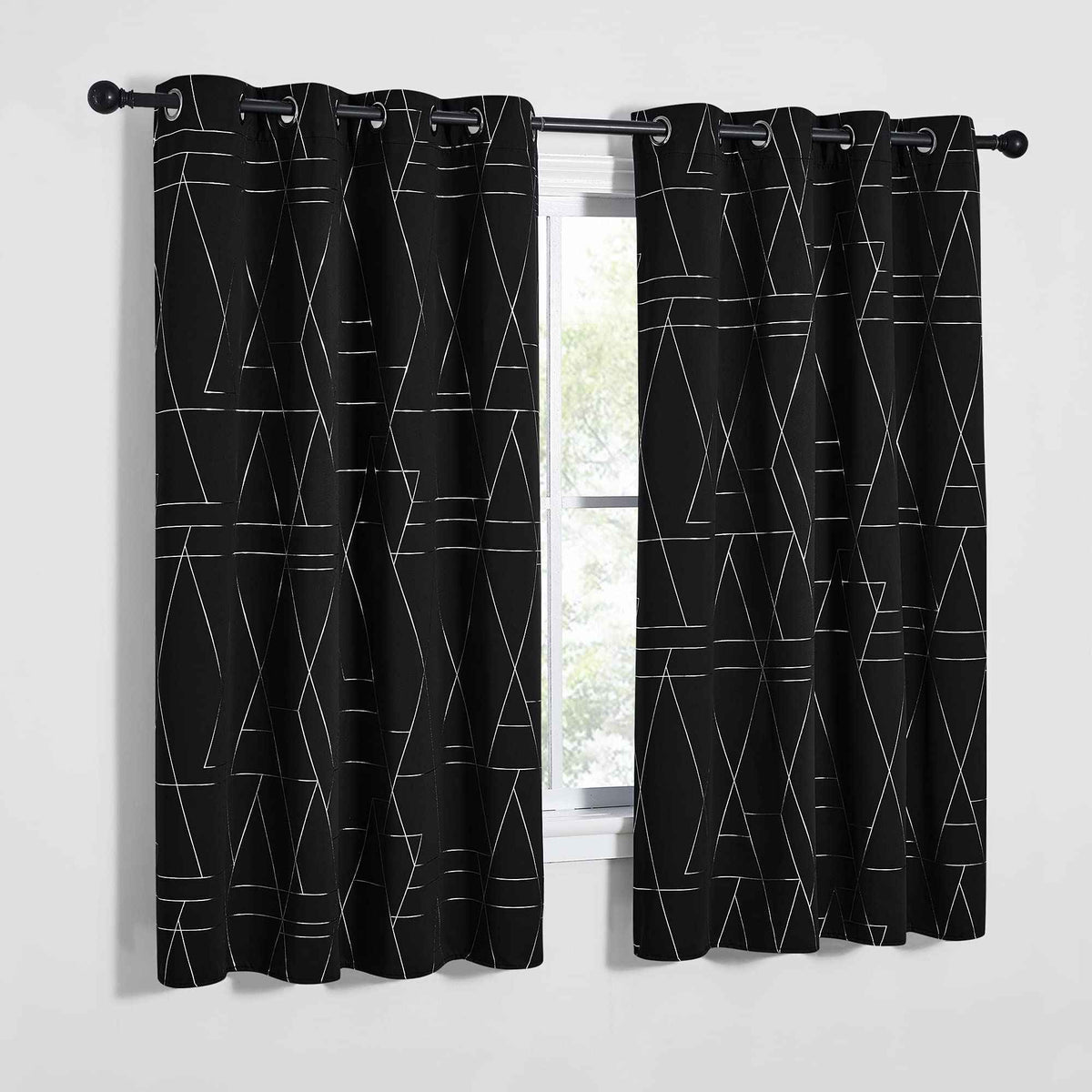 NICETOWN Halloween Blackout Curtains for Living Room - Foil Printed Shiny Stripes Pattern Thermal Insulated Blackout Drapes for Bedroom Kitchen Loft Cafe Window (2 Panels, 52" Wide by 63" Long)