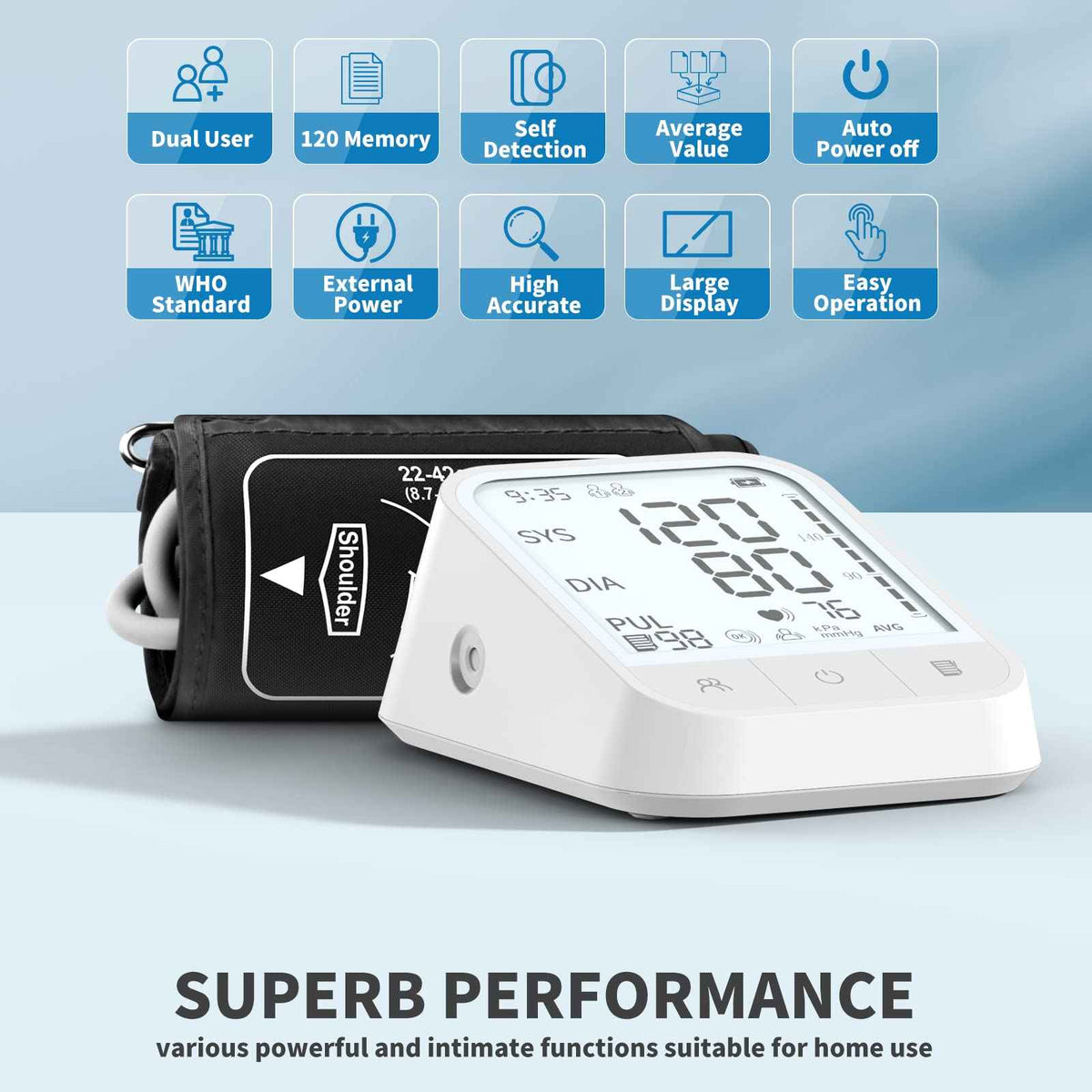 Blood Pressure Monitor Blood Pressure Machine Automatic Upper Arm Adjustable Cuff with Large Backlit Display, 2 * 99 Memory Blood Pressure Monitors for Home Use with Storage Bag 🍁 All In One Marketplace Canada