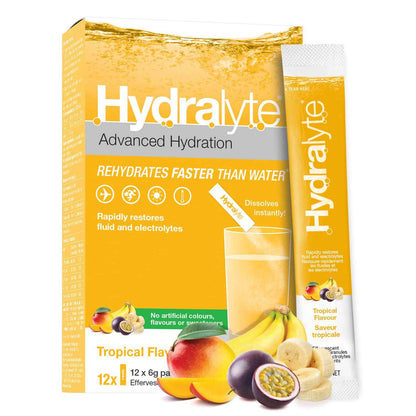 HydraLyte Electrolyte Powder, Manufactured in Canada - Tropical Flavour - Low Sugar Hydration Packets for All Ages - Made with All Natural Ingredients, 12 Servings 🍁 All In One Marketplace Canada