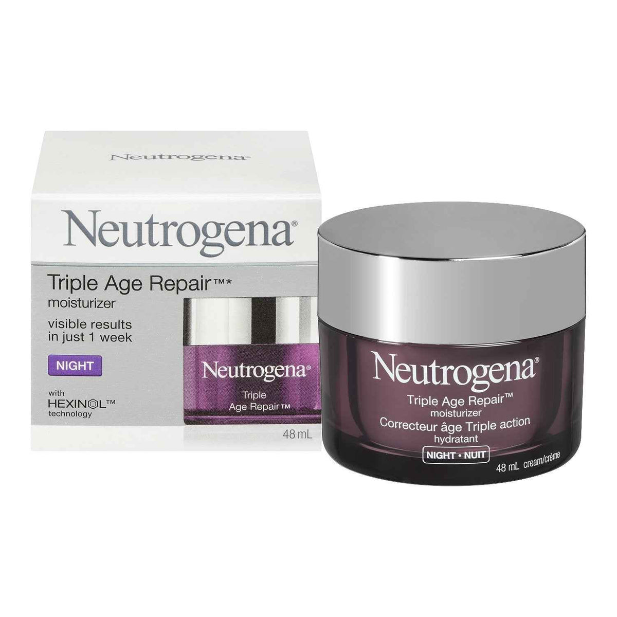 Neutrogena Night Cream, Triple Age Repair, Tone, and Firmness, 48 mL 🍁 All In One Marketplace Canada