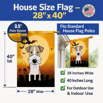 Caroline's Treasures BB1805CHF Halloween Wire Haired Fox Terrier Canvas House Size Flag, Multicolor, Large