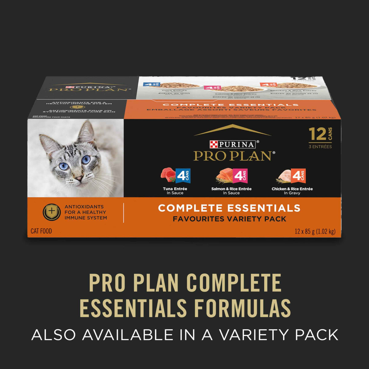Purina Pro Plan Complete Essentials Wet Cat Food, Salmon & Rice Entree in Sauce - 85 g Can (24 Pack) 🍁 All In One Marketplace Canada
