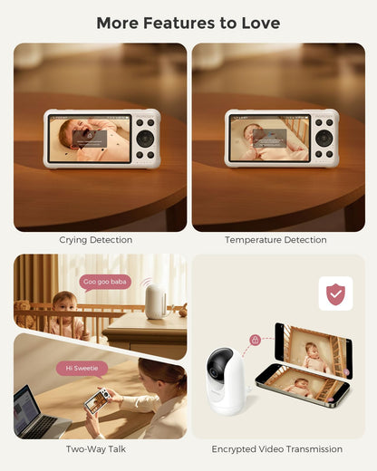 Momcozy Smart WiFi Baby Monitor with Camera and Audio, 5" 1080P Screen with Wall Mount, Motion & Cry Detection, Safe Fence,Clear Night Vision, 5000mAh Battery, 2-Way Talk, Photo & Video Recording,BM04 🍁 All In One Marketplace Canada