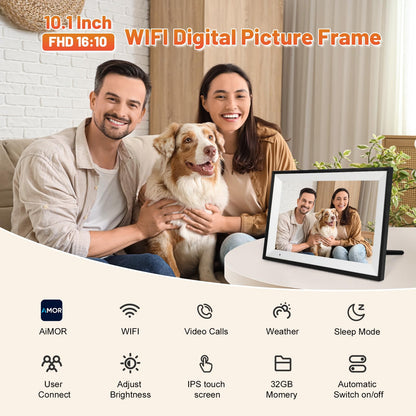 Anna Bella Digital Photo Frame 10.1 Inch with 1280x800 HD IPS Touch Screen, 32GB WiFi Digital Picture Frame with App Sharing, Auto-Rotate Photo Frame with Sleep Mode, Gift for Parents, Friends 🍁 All In One Marketplace Canada