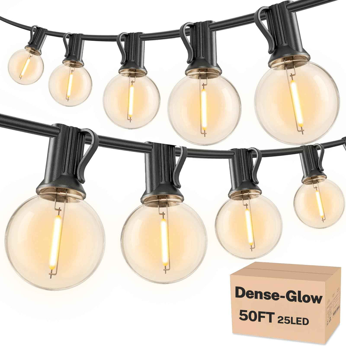 RTTY Outdoor String Lights Patio Light for Outside Waterproof G40 Shatterproof LED Bulbs, Dimmable Hanging Connectable Globe Lighting for Bistro, Backyard, Cafe, Porch, 2700K, 50 FT 26pcs 🍁 All In One Marketplace Canada