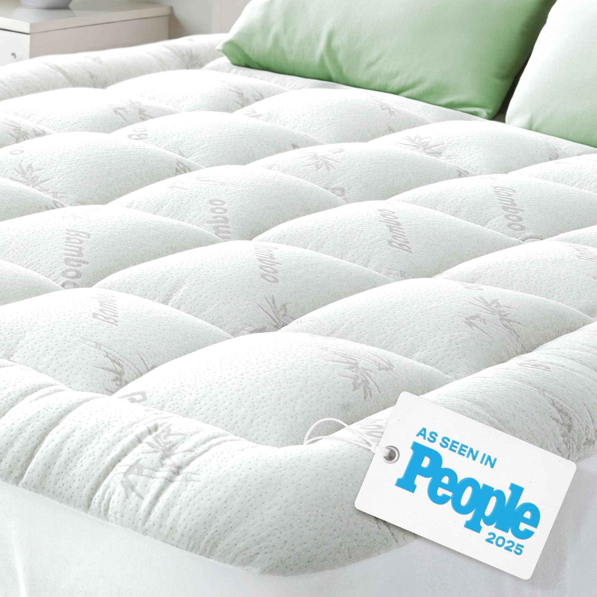 Bamboo Mattress Topper Double/Full Size - Thick Cooling Breathable Pillow Top Mattress Pad for Back Pain Relief - Deep Pocket Topper Fits 8-20 Inches (54x75 Inches, White) 🍁 All In One Marketplace Canada