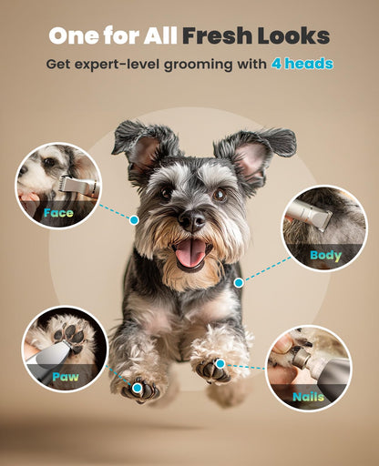 oneisall 4 in 1 Dog Grooming Kit with LCD Display, Dog Hair Trimmer for Paw Nail Grinder, Rechargeable Cordless Low Noise IPX7 Waterproof Pet Clippers 🍁 All In One Marketplace Canada