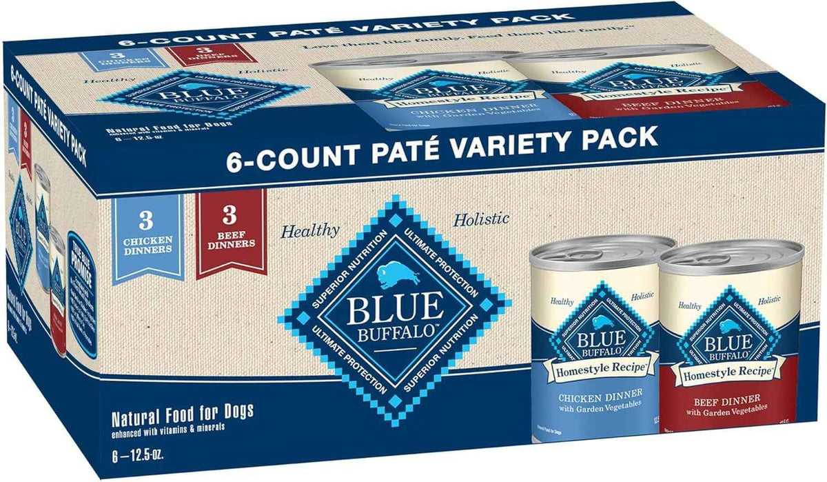 Blue Buffalo Homestyle Recipe Chicken & Beef Dog Wet Food Variety Pack 12.5oz x 6 Cans 🍁 All In One Marketplace Canada