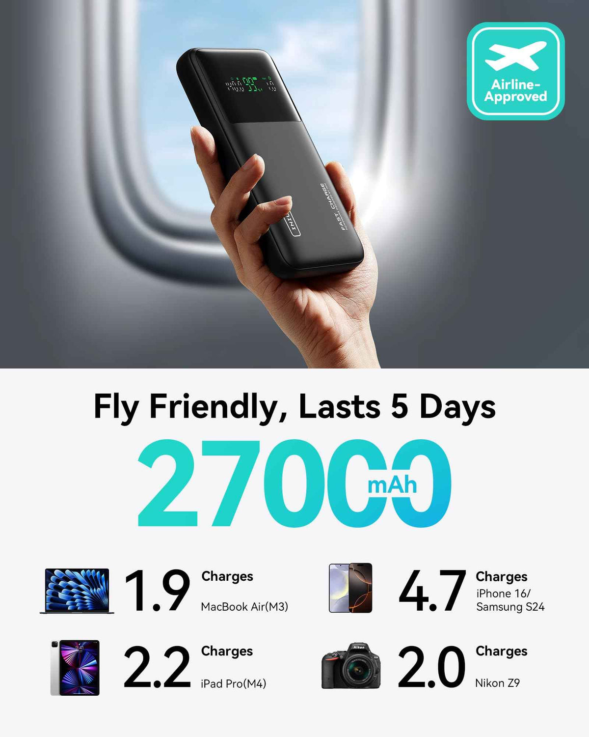 INIU 140W Laptop Power Bank, Flight-Safe 27000mAh High Capacity Portable Charger with USB C Cable, Digital Display Phone Charger, 3 Ports Travel External Battery Pack for MacBook iPad Steam Deck etc 🍁 All In One Marketplace Canada