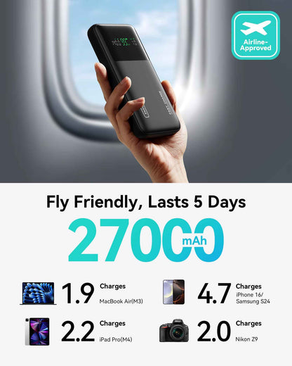 INIU 140W Laptop Power Bank, Flight-Safe 27000mAh High Capacity Portable Charger with USB C Cable, Digital Display Phone Charger, 3 Ports Travel External Battery Pack for MacBook iPad Steam Deck etc 🍁 All In One Marketplace Canada
