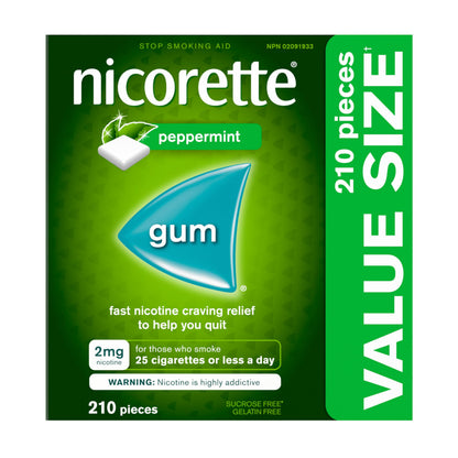 Nicorette Nicotine Gum, Quit Smoking and Smoking Cessation Aid, Ultra Fresh Mint, 2mg, 210 pieces 🍁 All In One Marketplace Canada