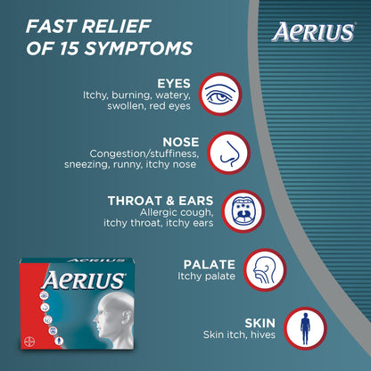 AERIUS Allergy Medicine, Fast Relief, 24-Hour, Non-Drowsy, 15 Symptoms, 70 Tablets 🍁 All In One Marketplace Canada