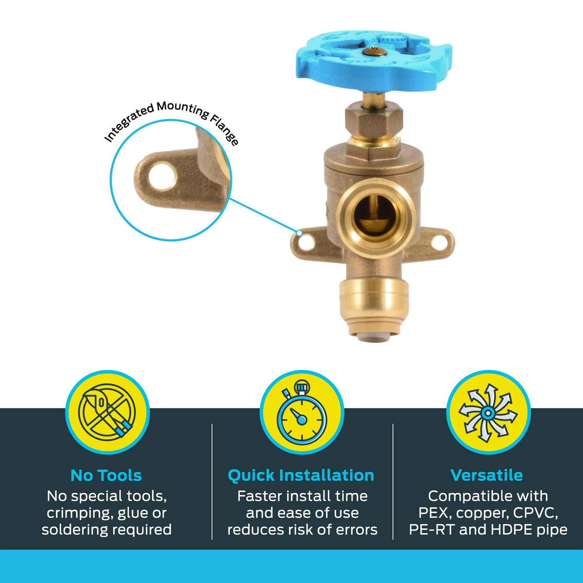 SharkBite 1/2 Inch x 3/4 Inch MHT Garden Valve, Multi Turn, Push to Connect Brass Plumbing Fitting, PEX Pipe, Copper, CPVC, PE-RT, HDPE, 24622LF 🍁 All In One Marketplace Canada