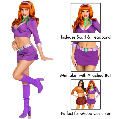 Leg Avenue Women’s 4 PC Meddling Cutie Halloween Costume with Purple Headband, XS