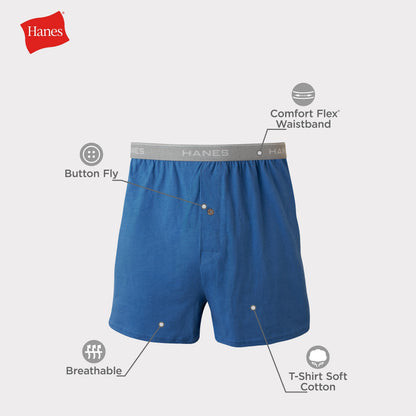 Hanes Men's 5-Pack Exposed Waistband Knit Boxers, Assorted, Medium/32-34 🍁 All In One Marketplace Canada