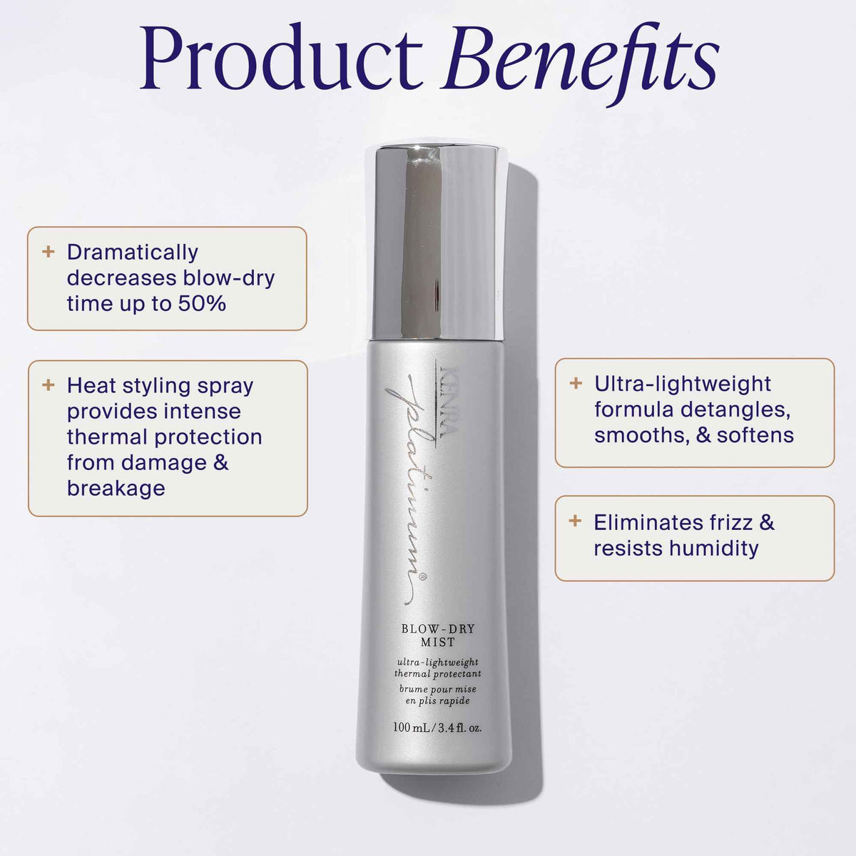 Kenra Platinum Blow-Dry Mist | Ultra Lightweight Thermal Heat Protectant | Reduces Dry Time & Frizz | Fine to Medium Hair | 100 mL 🍁 All In One Marketplace Canada