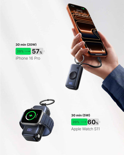 INIU Mini Portable Charger for Apple Watch, Power Bank with Built-in USB C Cable, 5000mAh 20W PD Fast Charging smart Watch Charging Dock for Apple Watch Ultra 11 10 9 8 SE, iPhone Air 17 16 15 Air 🍁 All In One Marketplace Canada