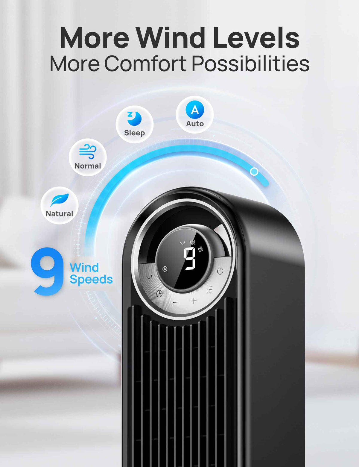 DREO Smart Tower Fan for Bedroom, Upgraded DC 9 Speeds 20dB Ultra-Quiet Floor Fan, 90° Oscillating Fans with 28ft/s Velocity, 12H Timer, Standing Fan, Bladeless Fan Powerful for Home Office Room 🍁 All In One Marketplace Canada