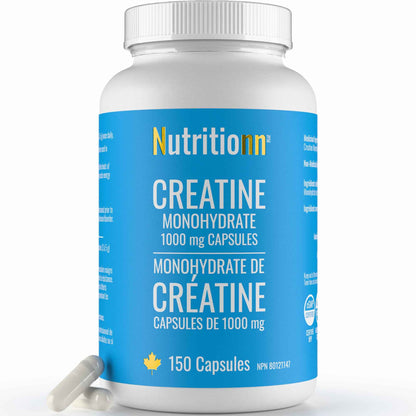 Creatine Capsules - 100% Creatine Monohydrate 1000 mg x 150 Pills (3-5 g Serving) - Made in Canada - Premium Strength and Muscle Growth Supplement by Nutritionn 🍁 All In One Marketplace Canada