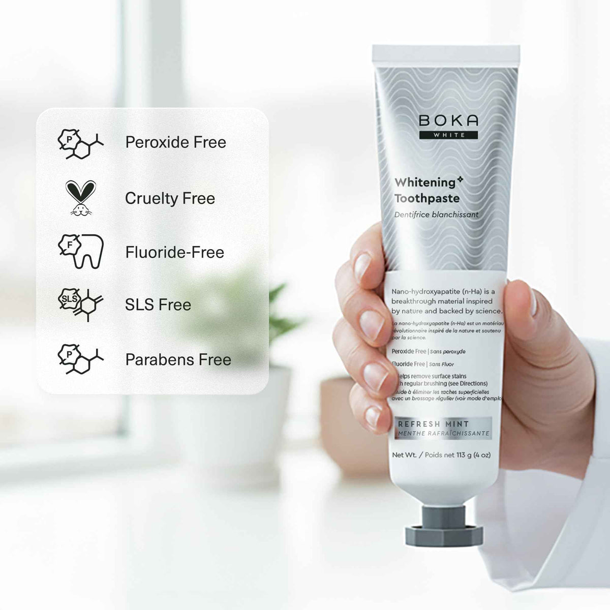 Boka Fluoride Free Toothpaste, Nano Hydroxyapatite Toothpaste, Appropriate for Sensitive Teeth, for Adult, Kids Oral Care - Whitening * Refresh Mint, 4 Fl Oz (113g) 1Pk 🍁 All In One Marketplace Canada