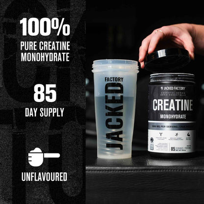 Jacked Factory Creatine Monohydrate Powder 425g - Canadian-Owned Informed Choice Certified Supplement for Increased Muscle Mass*, Improved Strength, Power, & Performance** - 85 Servings, Unflavored 🍁 All In One Marketplace Canada
