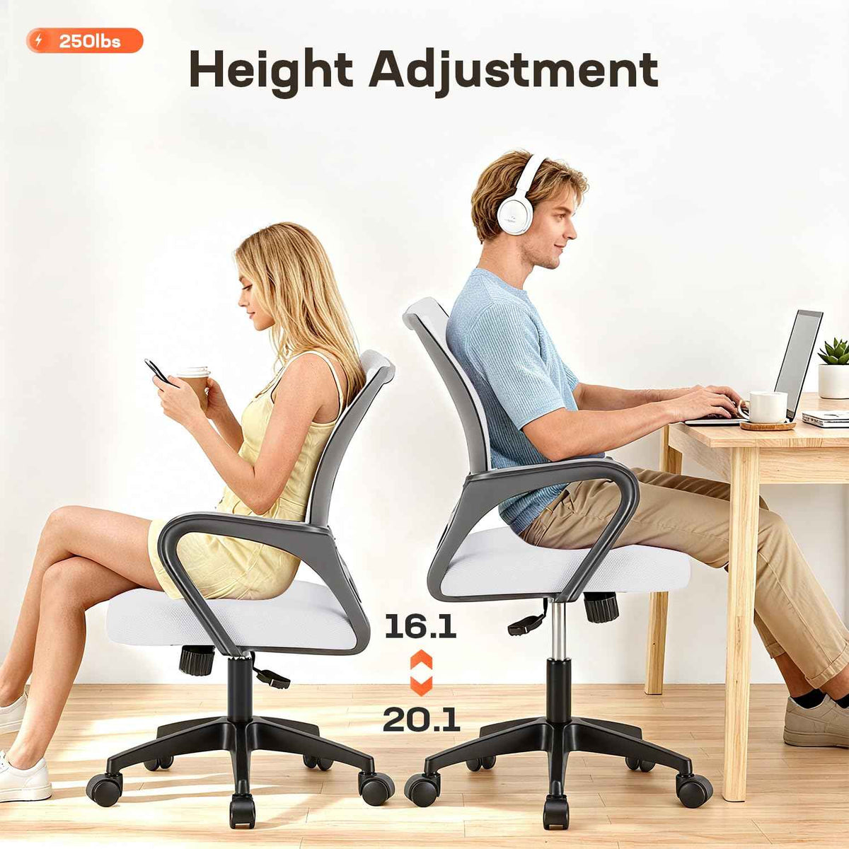 BestOffice Home Office Chair Ergonomic Desk Chair Mesh Computer Chair with Lumbar Support Armrest Executive Rolling Swivel Adjustable Mid Back Task Chair for Women Adults, Black (White) 🍁 All In One Marketplace Canada