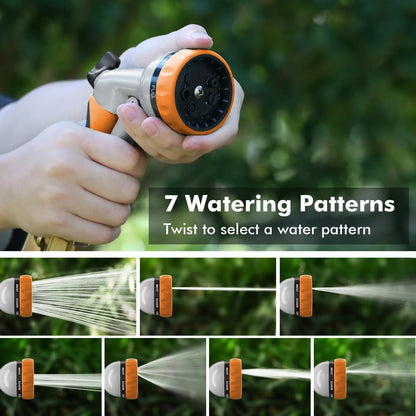 RESTMO Garden Hose Nozzle, Heavy Duty Metal Water Hose Nozzle with 7 Adjustable Spray Patterns, High Pressure Hand Sprayer with Flow Control, Best for Watering Plant & Lawn, Washing Car & Pet, Orange 🍁 All In One Marketplace Canada
