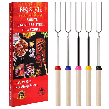 Marshmallow Roasting Sticks, Telescoping Smores Sticks for Open Fire Pit, 32 Inch Long Marshmallow Toasting Barbecue Forks Smores Skewers for Campfire Camping Hotdog Hot Dog Bonfire Grill, 5 Pack 🍁 All In One Marketplace Canada