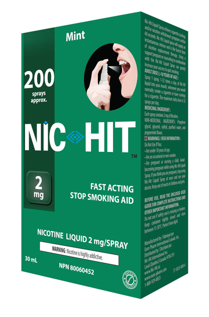 Quit Smoking Aid Nicotine Spray Nic-Hit Mint Flavor 2mg - 200 Sprays 🍁 All In One Marketplace Canada