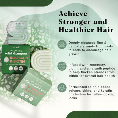Kitsch Rosemary & Biotin Shampoo and Conditioner Set for Hair Growth - Strengthening, Thickening & Volumizing Shampoo and Conditioner Bar - Paraben, Sulfate & Silicone Free - 2 pack 🍁 All In One Marketplace Canada