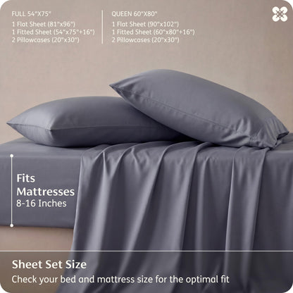 Bedsure 100% Rayon Bamboo Sheets Queen Size Set, Dark Grey 🍁 All In One Marketplace Canada