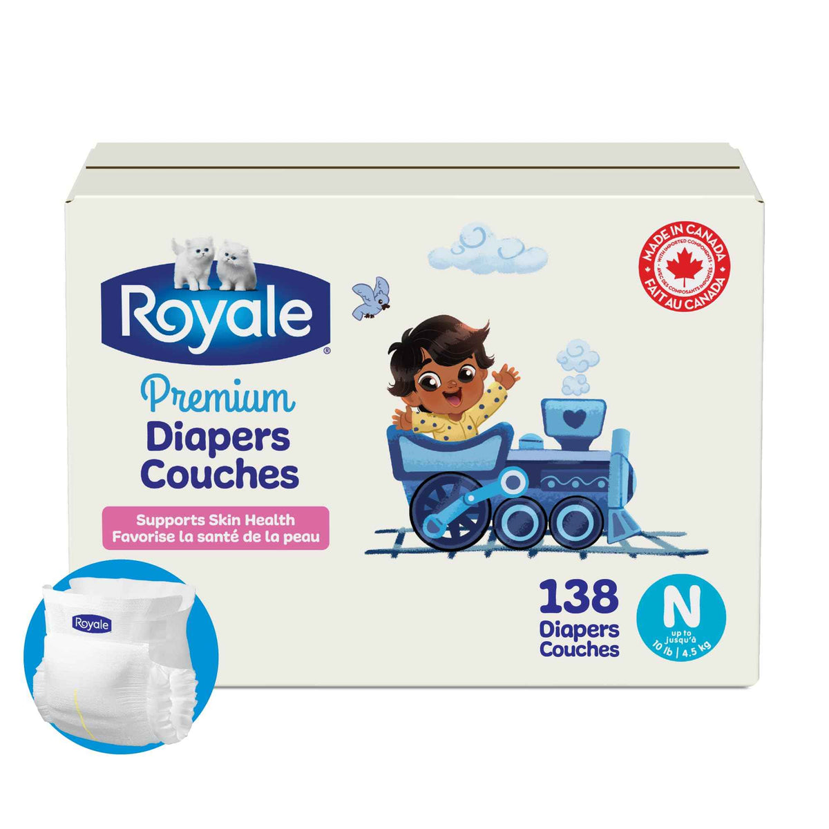 Royale Premium Diapers, Size Newborn (up to 10lb), 138 Count, Disposable Baby Diapers (Packaging may vary) 🍁 All In One Marketplace Canada