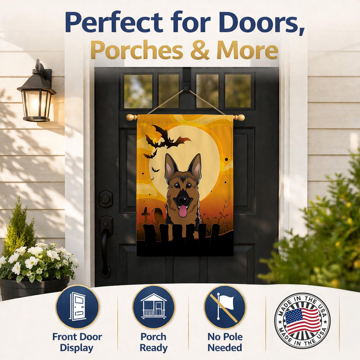 Caroline's Treasures BB1769CHF Halloween German Shepherd Canvas House Size Flag, Multicolor, Large
