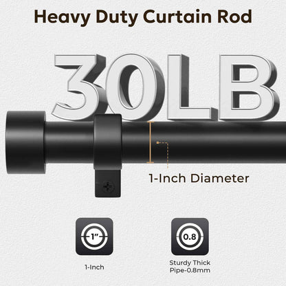 Zeerobee Curtain Rods for Windows 48 to 84, 1 Inch Black Heavy Duty Drapery Rods with Adjustable Length, Outdoor Modern Curtain Pole with Simple End Caps, 32"-86", Black 🍁 All In One Marketplace Canada