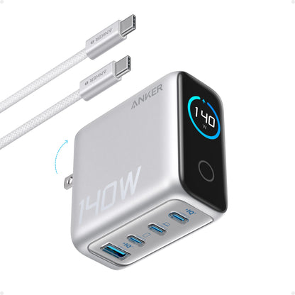 Anker Laptop Charger, 140W MAX USB C Charger, 4-Port Multi-Device Fast Charging, Advanced GaN Power Adapter, Intuitive Touch Controls, for MacBook, iPhone 17/16 Series, Samsung Galaxy, Pixel, and More 🍁 All In One Marketplace Canada
