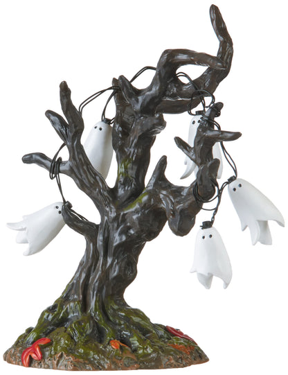 Department 56 6005571 Village Collection Accessories Halloween Ghost Tree Lit Figurine, 6.75 Inch, Multicolor