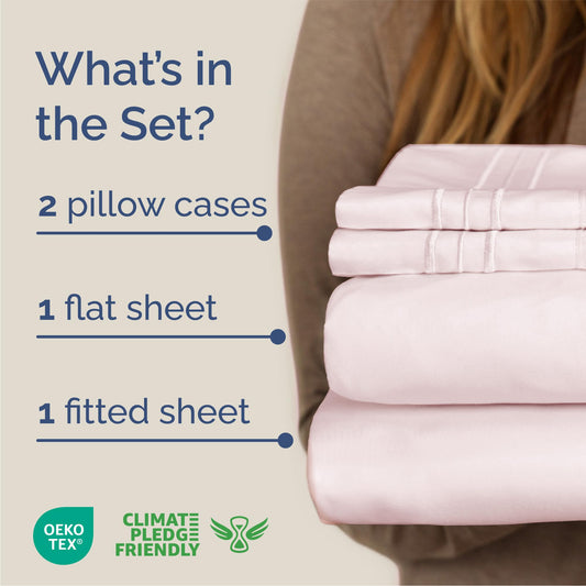 Queen Size 4 Piece Sheet Set - Comfy Breathable & Cooling Sheets - Hotel Luxury Bed Sheets for Women & Men - Deep Pockets, Easy-Fit, Soft & Wrinkle Free Sheets - Lavender Pink Oeko-Tex Bed Sheet Set 🍁 All In One Marketplace Canada